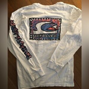 Quiksilver Unisex White Long sleeve T-shirt, size youth, medium